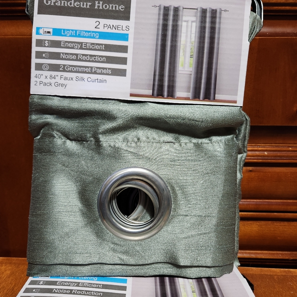 $10per set. 40"×84" Light Filtering Faux Silk Grommet Curtains 2 panels  4 panel